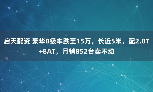启天配资 豪华B级车跌至15万，长近5米，配2.0T+8AT，月销852台卖不动